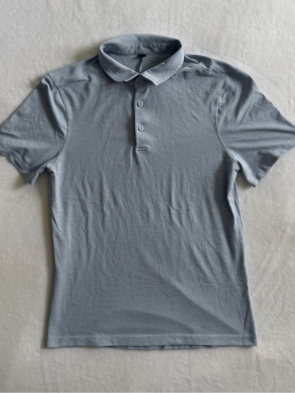 Lululemon Polo Shirt Men's Small Blue Short Sleeve Evolution Pique Stretch Logo